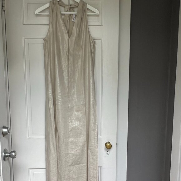 NEW- MANGO Linen Maxi Dress V-Neck, S - Picture 6 of 11